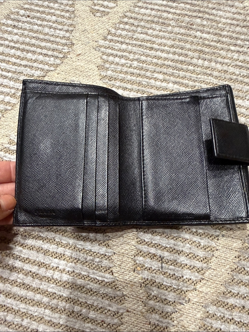 Prada Black Saffiano Leather Trifold Wallet with Logo Plaque - Picture 3 of 4
